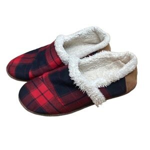 Toms Shearling Lined Buffalo Plaid Cloud Slip-On Christmas Slippers Size 8
